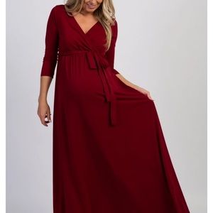 PinkBlush Large Burgundy Draped Maternity Dress